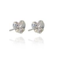 Brinco De Coração Grande Com Zircônia Em Prata 925 [f027] - 1