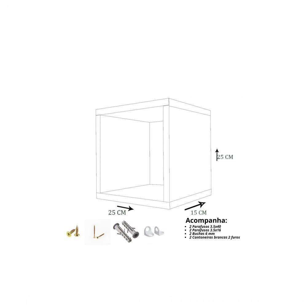 Kit 3 Nicho Decorativo 25x25x15 Cm Preto Em Mdf [f031] - 3