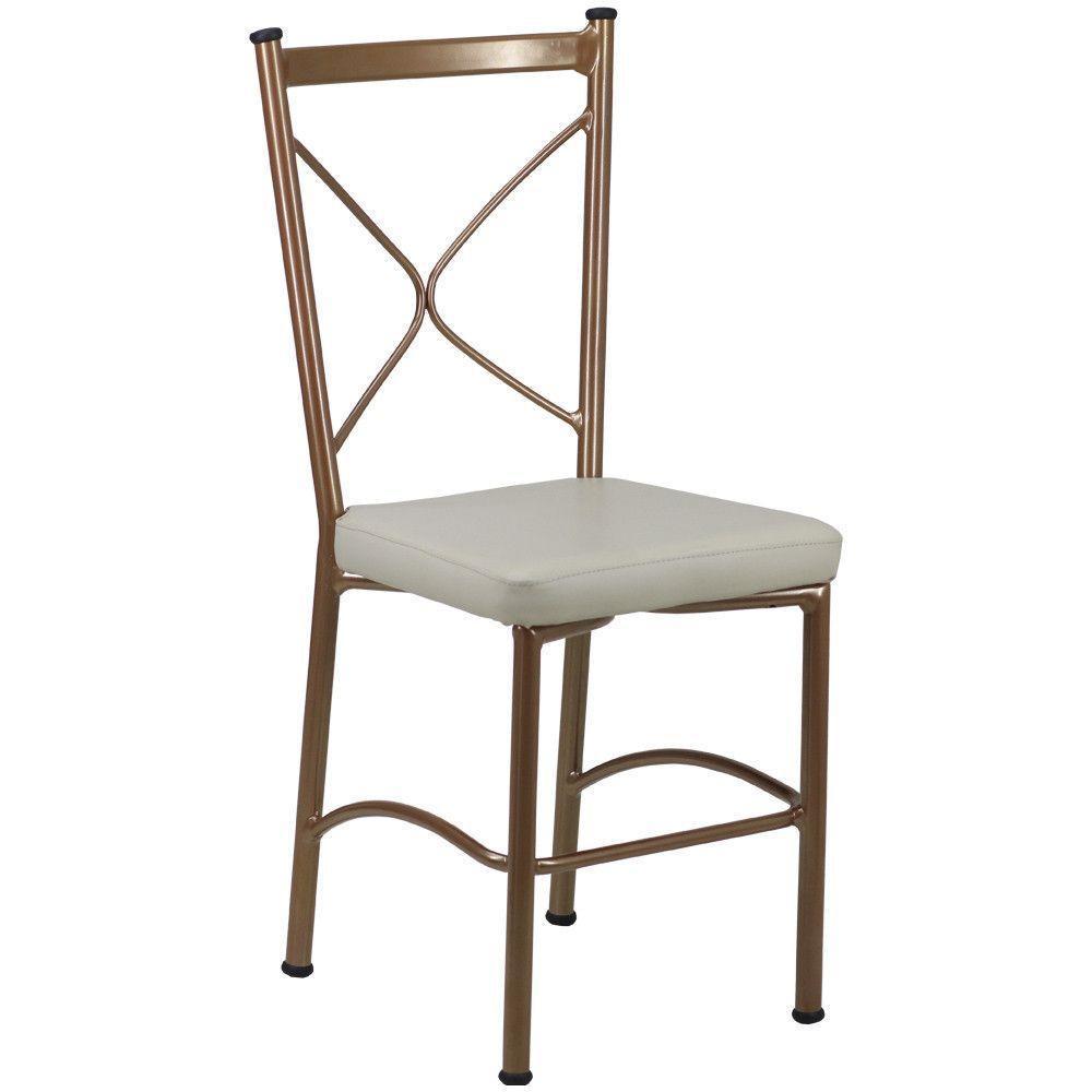 Kit 2 Cadeiras Buffet Em Alumínio Bronze Com Bege - 2