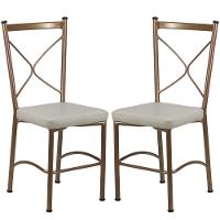 Kit 2 Cadeiras Buffet Em Alumínio Bronze Com Bege - 1