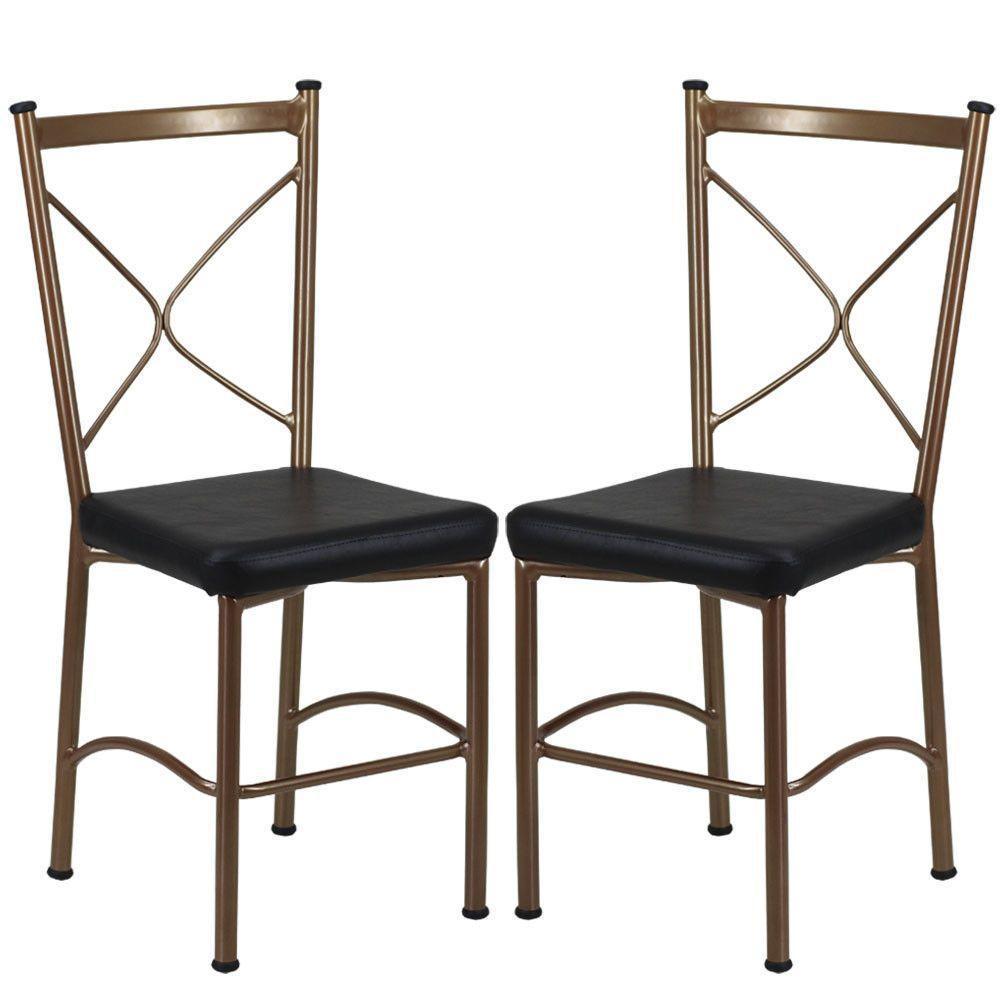 Kit 2 Cadeiras Buffet Em Alumínio Bronze Com Preto - 1
