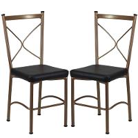 Kit 2 Cadeiras Buffet Em Alumínio Bronze Com Preto - 1