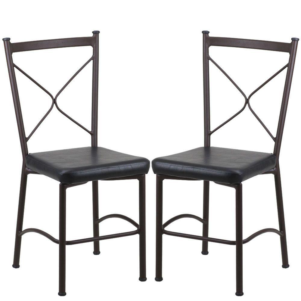 Kit 2 Cadeiras Buffet Em Alumínio Marrom Com Preto - 1