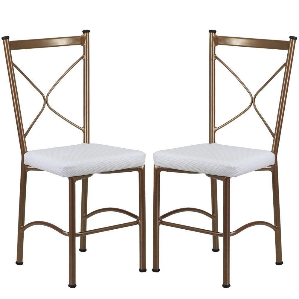 Kit 4 Cadeiras Buffet Em Alumínio Bronze Com Branco - 2
