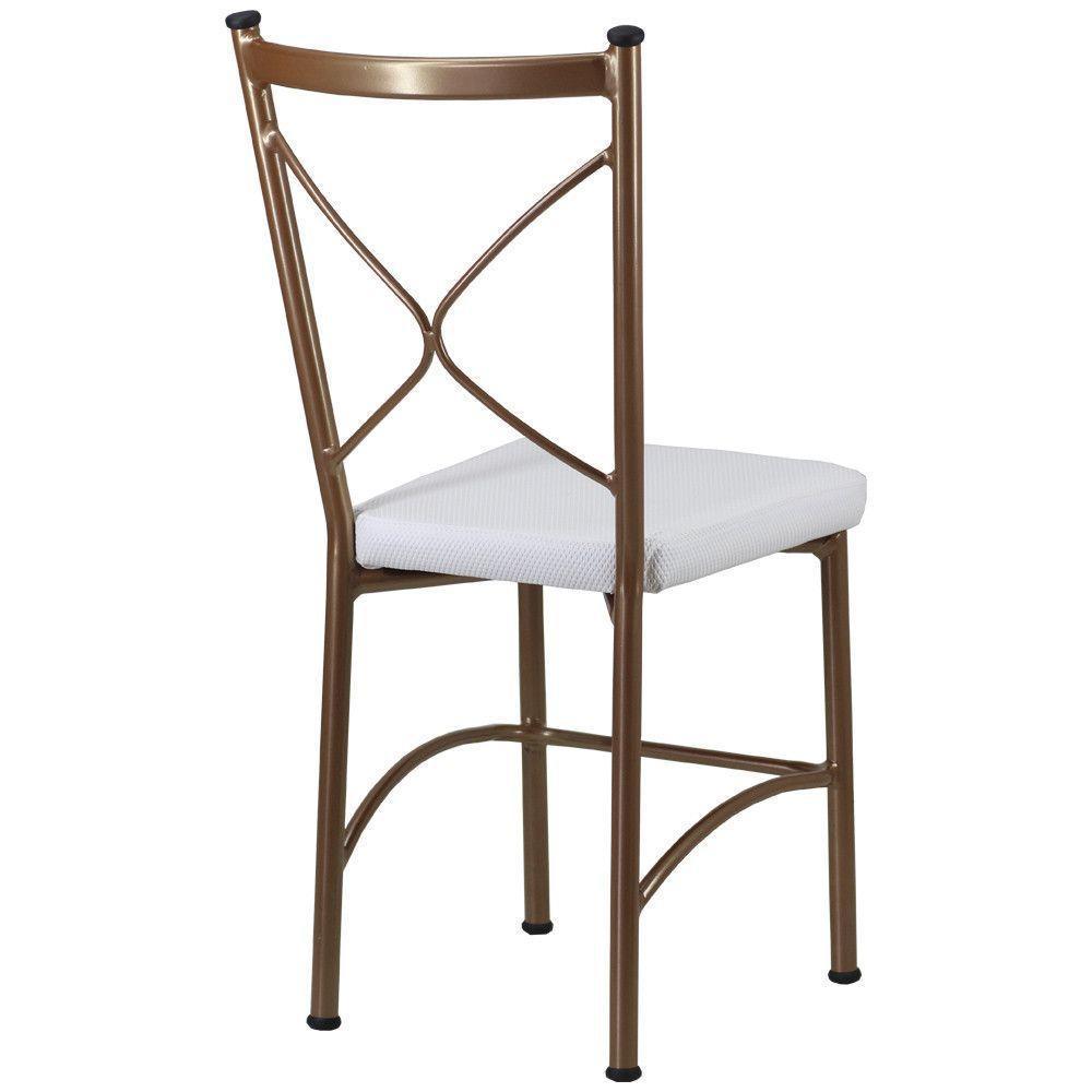 Kit 4 Cadeiras Buffet Em Alumínio Bronze Com Branco - 4