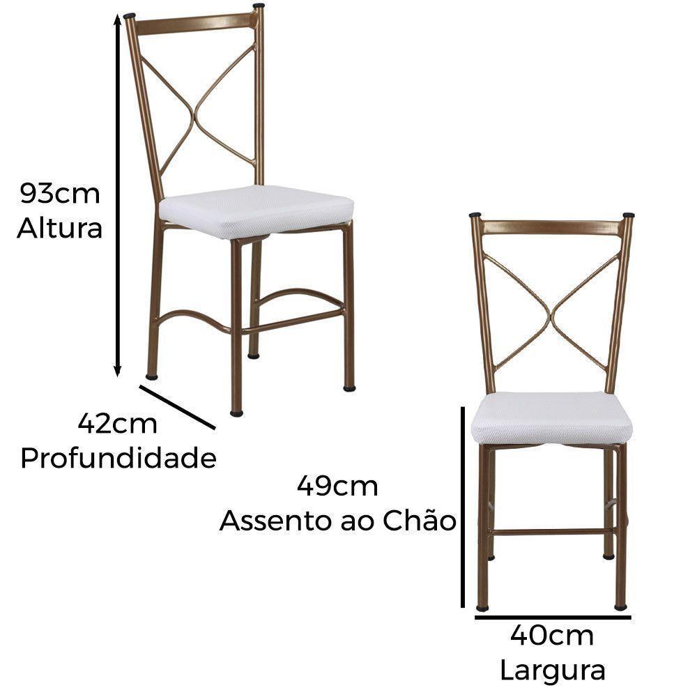 Kit 2 Cadeiras Buffet Em Alumínio Bronze Com Branco - 2