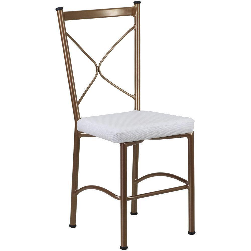 Kit 2 Cadeiras Buffet Em Alumínio Bronze Com Branco - 4