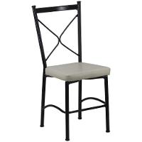 Kit 2 Cadeiras Buffet Em Alumínio Preto Com Bege - 3