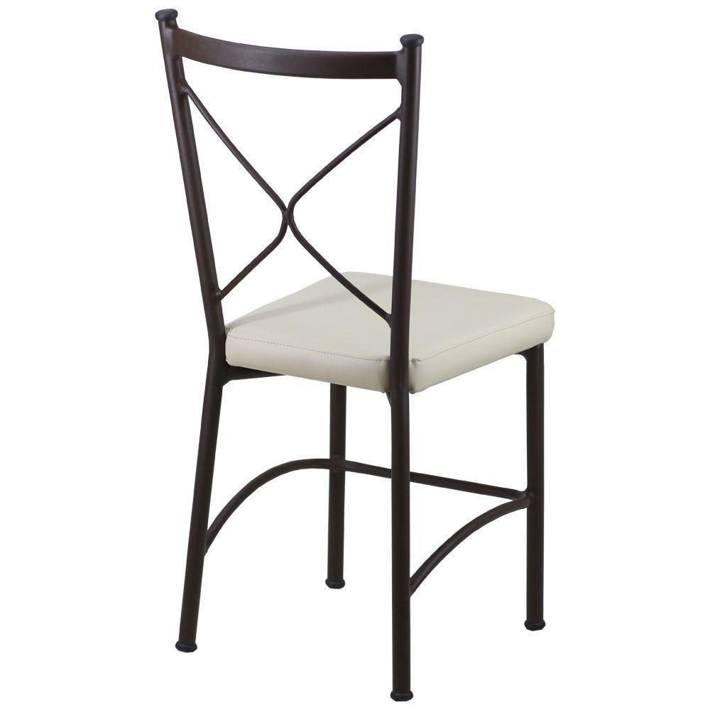 Kit 4 Cadeiras Buffet Em Alumínio Marrom Com Bege - 2