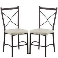 Kit 4 Cadeiras Buffet Em Alumínio Marrom Com Bege - 3