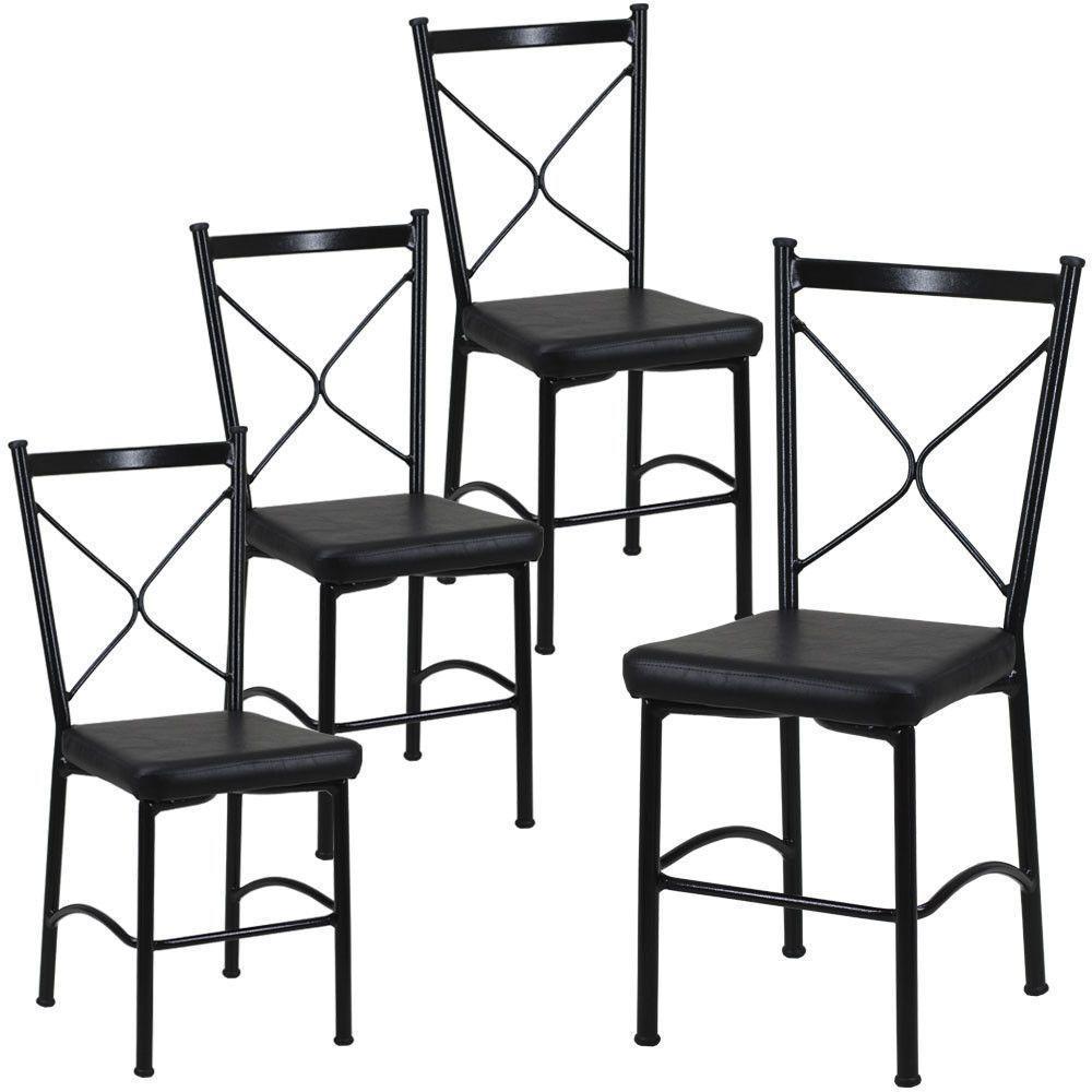 Kit 4 Cadeiras Buffet Em Alumínio Preto Com Preto - 1