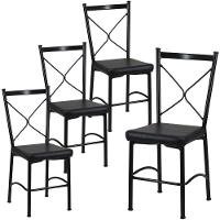 Kit 4 Cadeiras Buffet Em Alumínio Preto Com Preto - 1