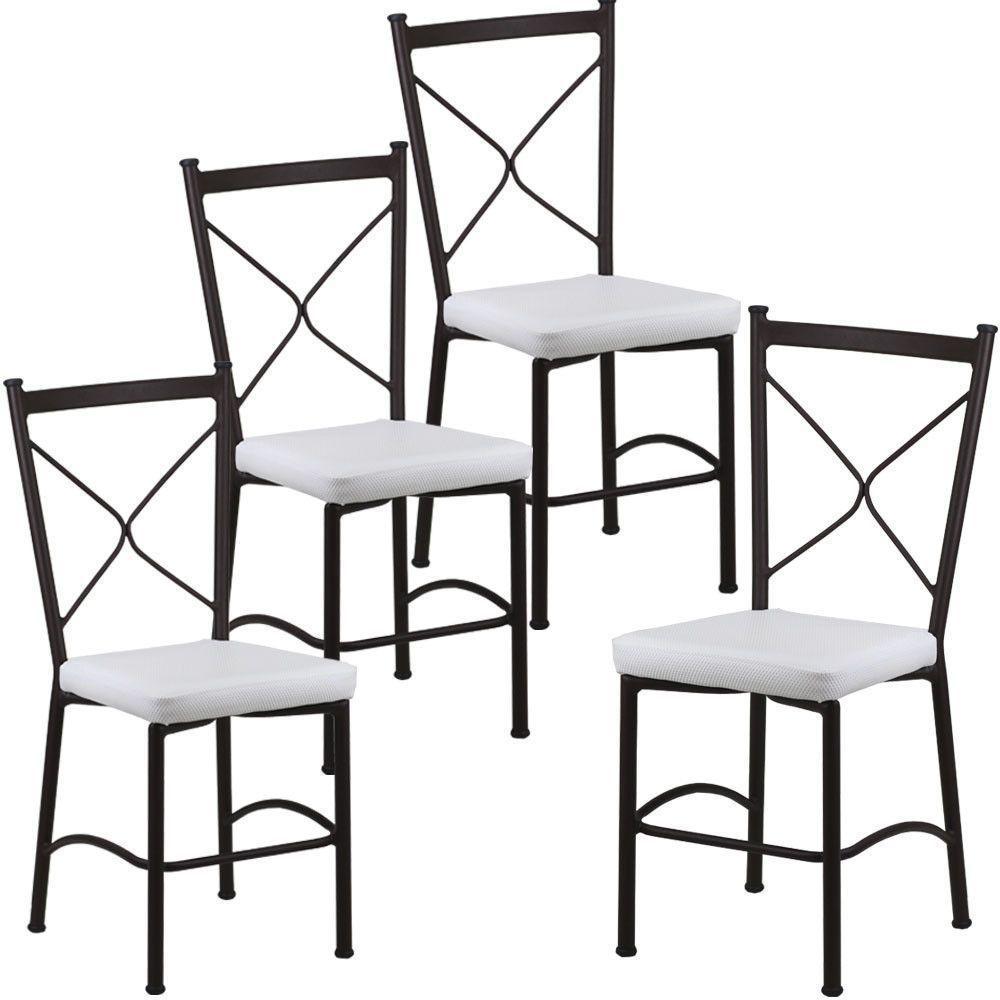 Kit 4 Cadeiras Buffet Em Alumínio Marrom Com Branco - 1