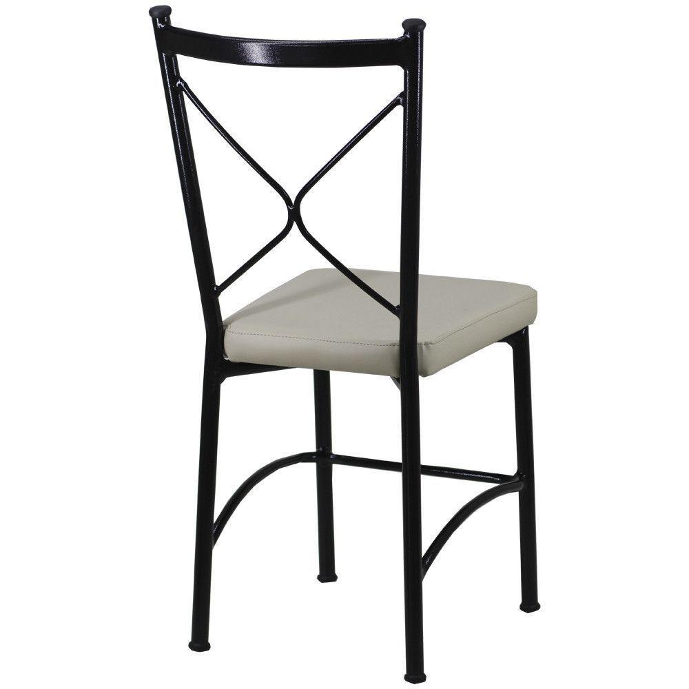 Kit 4 Cadeiras Buffet Em Alumínio Preto Com Bege - 3