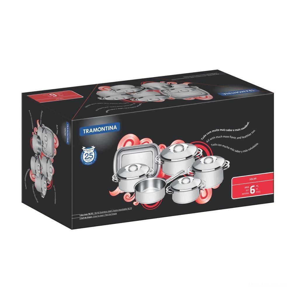 Jogo De Panelas Tramontina Solar Em Aço Inox Fundo Triplo 6 Peças Tramontina - 3