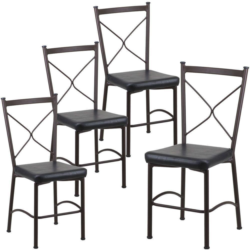 Kit 4 Cadeiras Buffet Em Alumínio Marrom Com Preto - 1