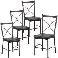 Kit 4 Cadeiras Buffet Em Alumínio Marrom Com Preto - 1