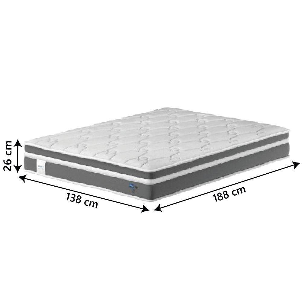 Cama Box Colchão Casal Molas Ensacadas Euro In Up 138x188x64cm Cinza / Branco Probel Cinza / Branco - 4