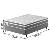 Cama Box Colchão Casal Molas Ensacadas Euro In Up 138x188x64cm Cinza / Branco Probel Cinza / Branco - 2