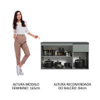 Balcão Gabinete De Pia Cozinha 3 Portas 1 Gaveta Suspenso Cinza Nice Madesa Cinza - 5