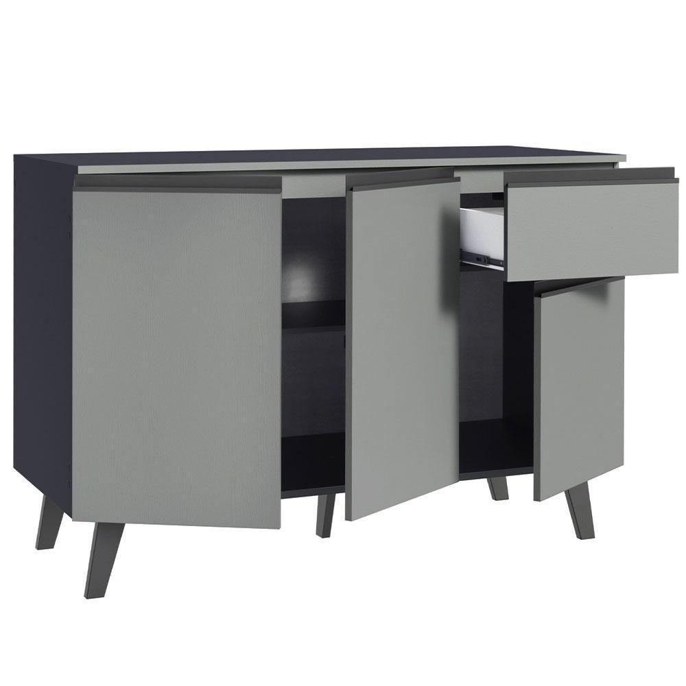 Balcão Gabinete De Pia Cozinha 3 Portas 1 Gaveta Com Pés Cinza Nice Madesa Cinza - 6