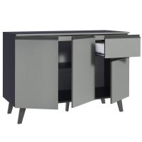 Balcão Gabinete De Pia Cozinha 3 Portas 1 Gaveta Com Pés Cinza Nice Madesa Cinza - 6