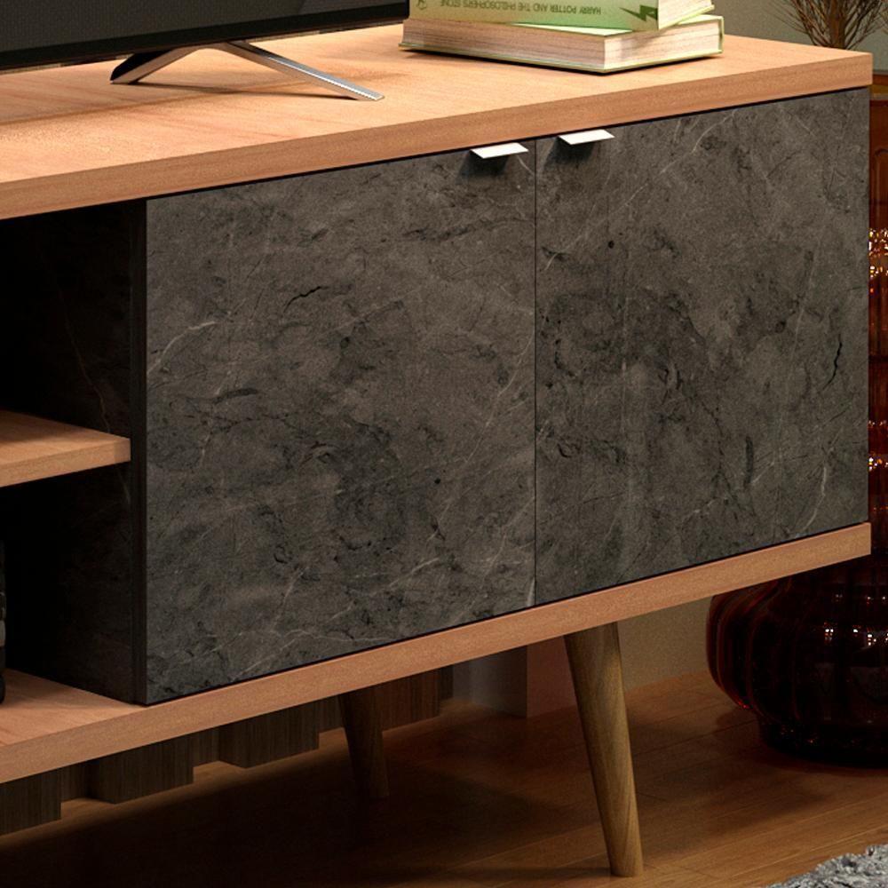 Rack Para Tv 55 Pol 160 Cm 2 Portas R1482 Amendoa Marmore Lunar Tecno Mobili Amendoa Marmore Lunar - 4