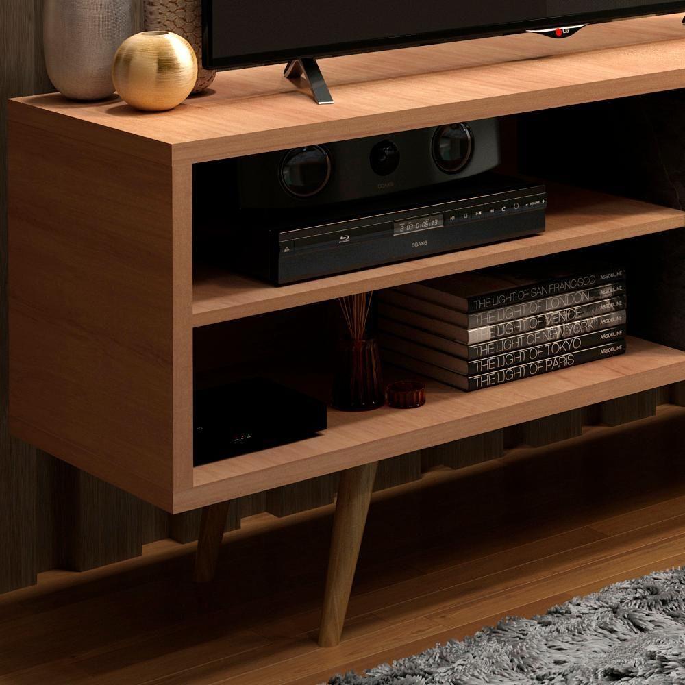 Rack Para Tv 55 Pol 160 Cm 2 Portas R1482 Amendoa Marmore Lunar Tecno Mobili Amendoa Marmore Lunar - 5