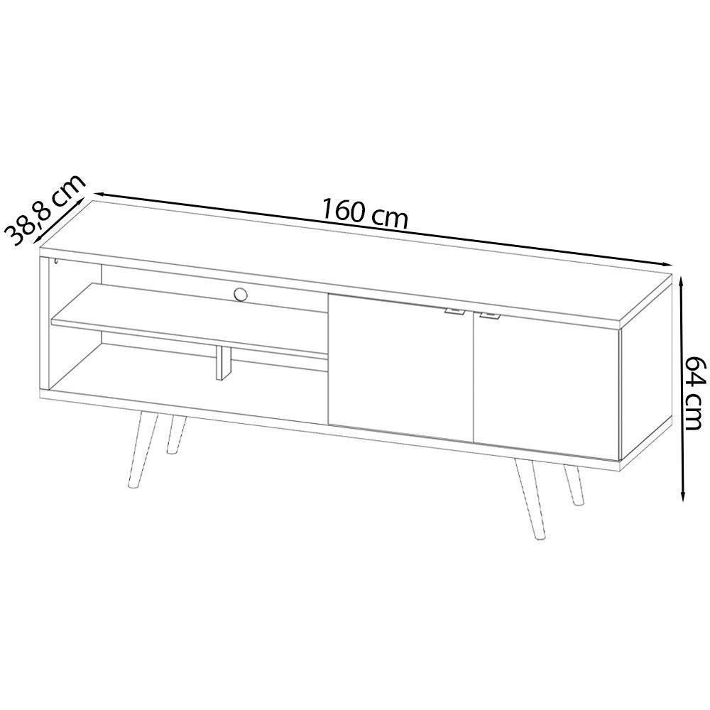 Rack Para Tv 55 Pol 160 Cm 2 Portas R1482 Amendoa Marmore Lunar Tecno Mobili Amendoa Marmore Lunar - 6