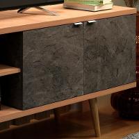 Rack Para Tv 55 Pol 160 Cm 2 Portas R1482 Amendoa Marmore Lunar Tecno Mobili Amendoa Marmore Lunar