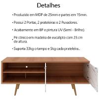 Rack Para Tv 55 Pol 160 Cm 2 Portas R1482 Amendoa Marmore Branco Tecno Mobili Amendoa Marmore Branco - 7