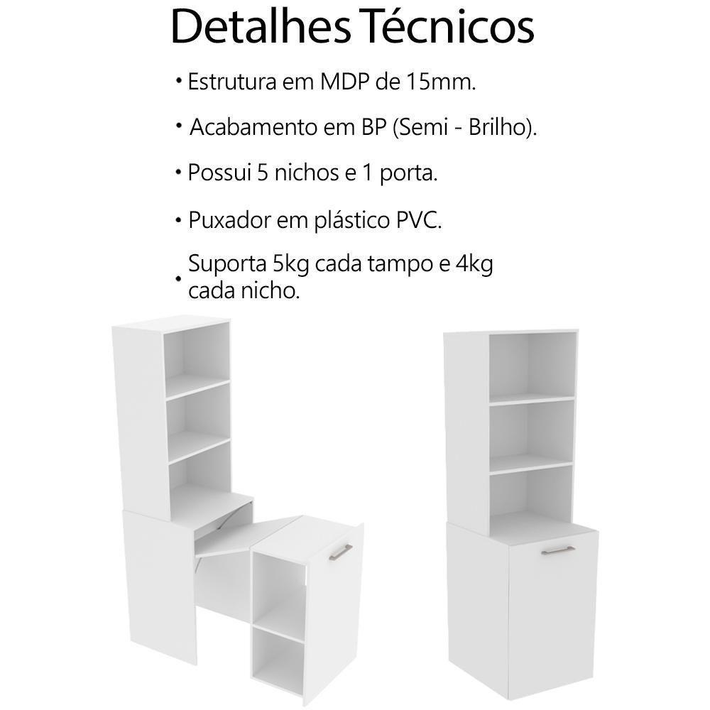 Armario Escrivaninha Multiuso Retratil 5 Nicho Me4171 Branco Tecno Mobili Branco - 5