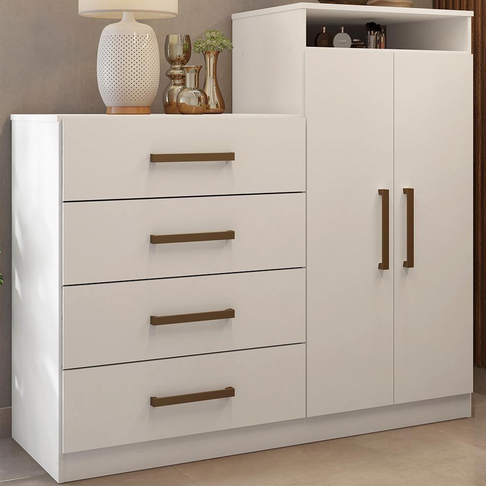 Comoda Sapateira 2 Portas 4 Gavetas 4270 Branco Demobile Branco - 7