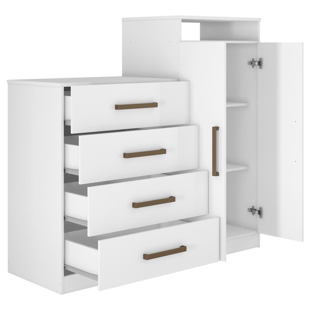 Comoda Sapateira 2 Portas 4 Gavetas 4270 Branco Demobile Branco - 10