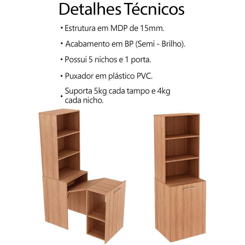 Armario Escrivaninha Multiuso Retratil 5 Nicho Me4171 Amendoa Tecno Mobili Amendoa - 4