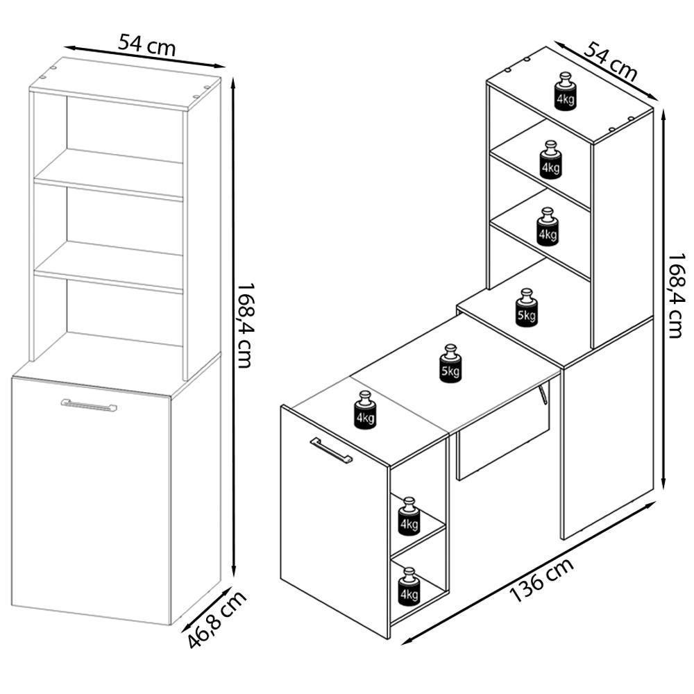 Armario Escrivaninha Multiuso Retratil 5 Nicho Me4171 Amendoa Tecno Mobili Amendoa - 6