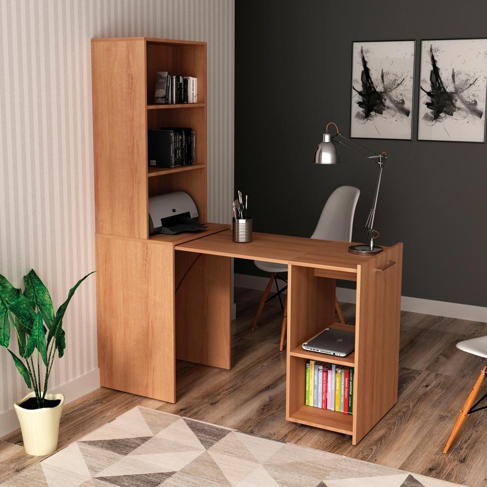 Armario Escrivaninha Multiuso Retratil 5 Nicho Me4171 Amendoa Tecno Mobili Amendoa - 9
