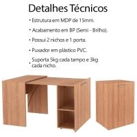 Escrivaninha Multiuso Retratil 2 Nicho Me4170 Amendoa Tecno Mobili Amendoa - 8