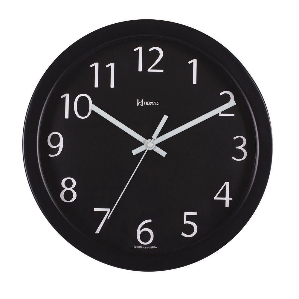 Relógio De Parede Alumínio 30cm Preto Herweg 6719 Preto - 1