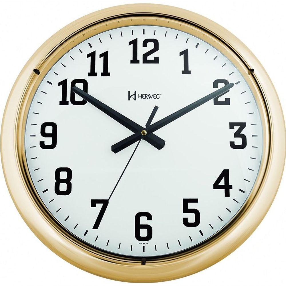 6128s Relógio Parede 40cm Cromado Sem Barulho Silencioso Dourado - 1