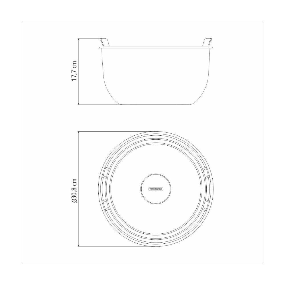 Recipiente Tramontina Cucina Em Aço Inox Com Tampa Plastica Preparar E Servir 28 Cm 8,3 L - 3