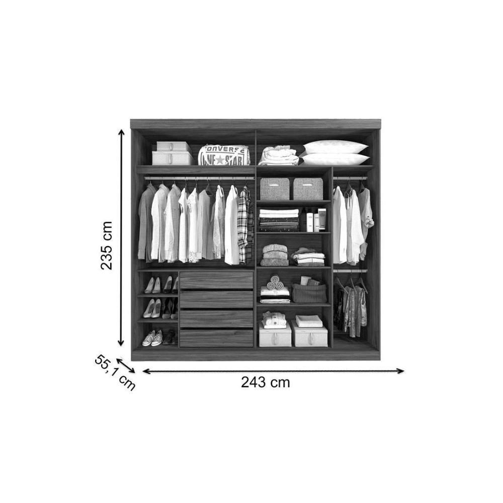 Guarda Roupas 2 Portas de Correr  e 4 Gavetas Blumenau Branco - Panan - 5