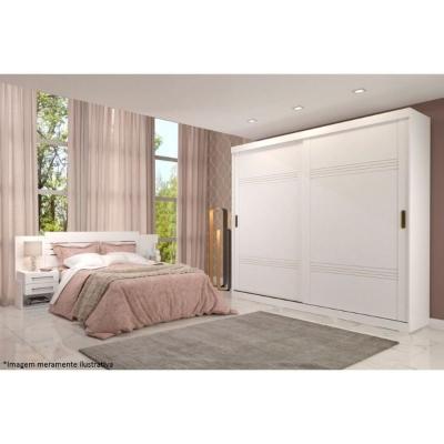 Guarda Roupa Casal Blumenau 2 Portas de Correr 4 Gavetas Branco MDF Panan Móveis