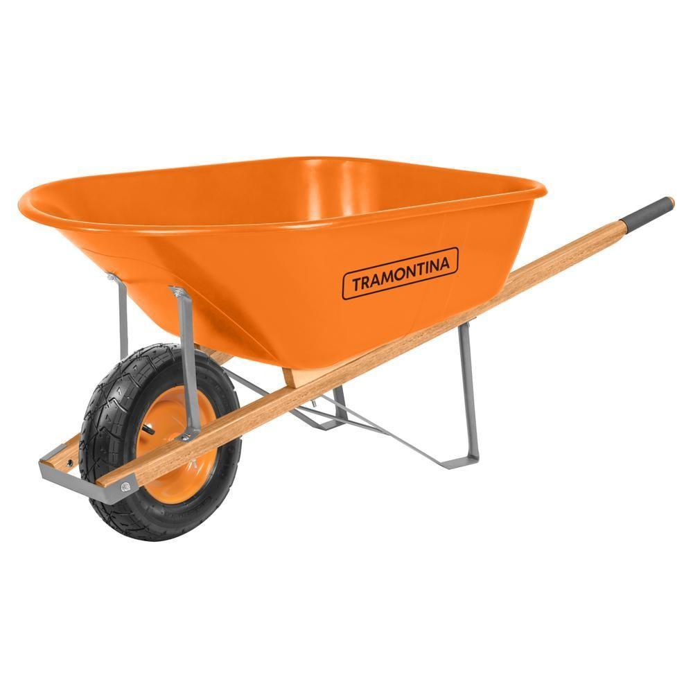 Carrinho De Mão Caçamba Extrafunda Plástica Laranja 110L - 4