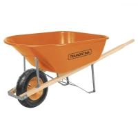 Carrinho De Mão Caçamba Extrafunda Plástica Laranja 110L - 1