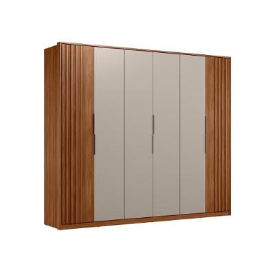 Guarda Roupa Casal Milão Ripado 6 Portas 6 Gavetas Nogueira Touch-Nude Prime TX