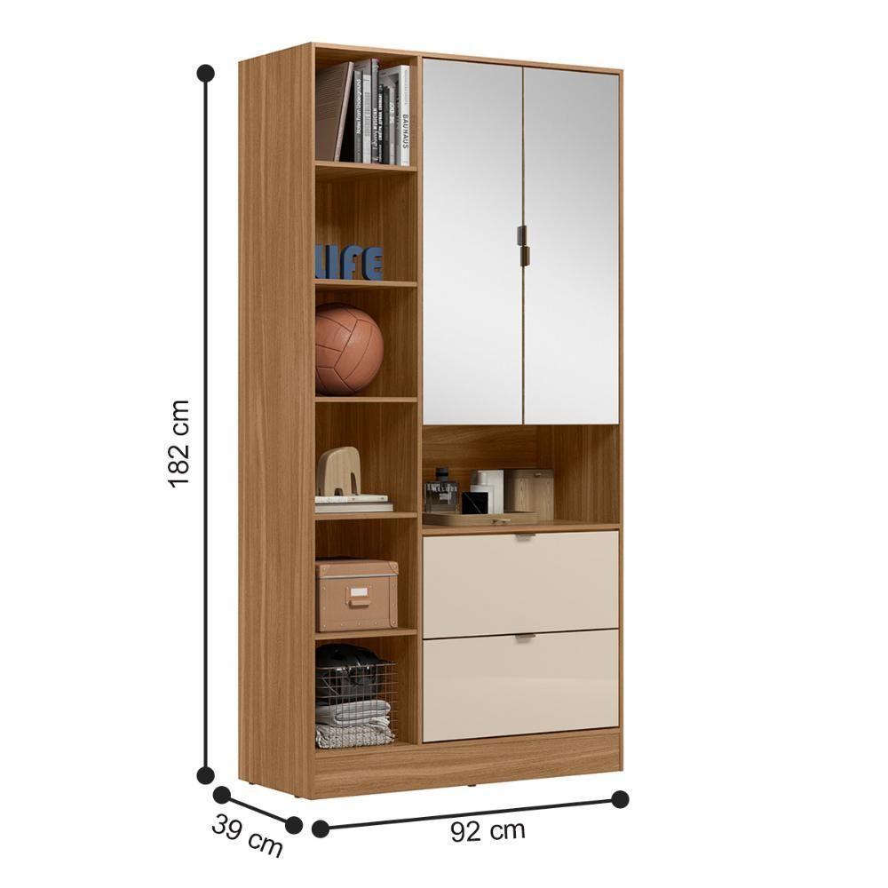 Armário Com Estante 2 Portas Cadiz Amêndola Off White - 4