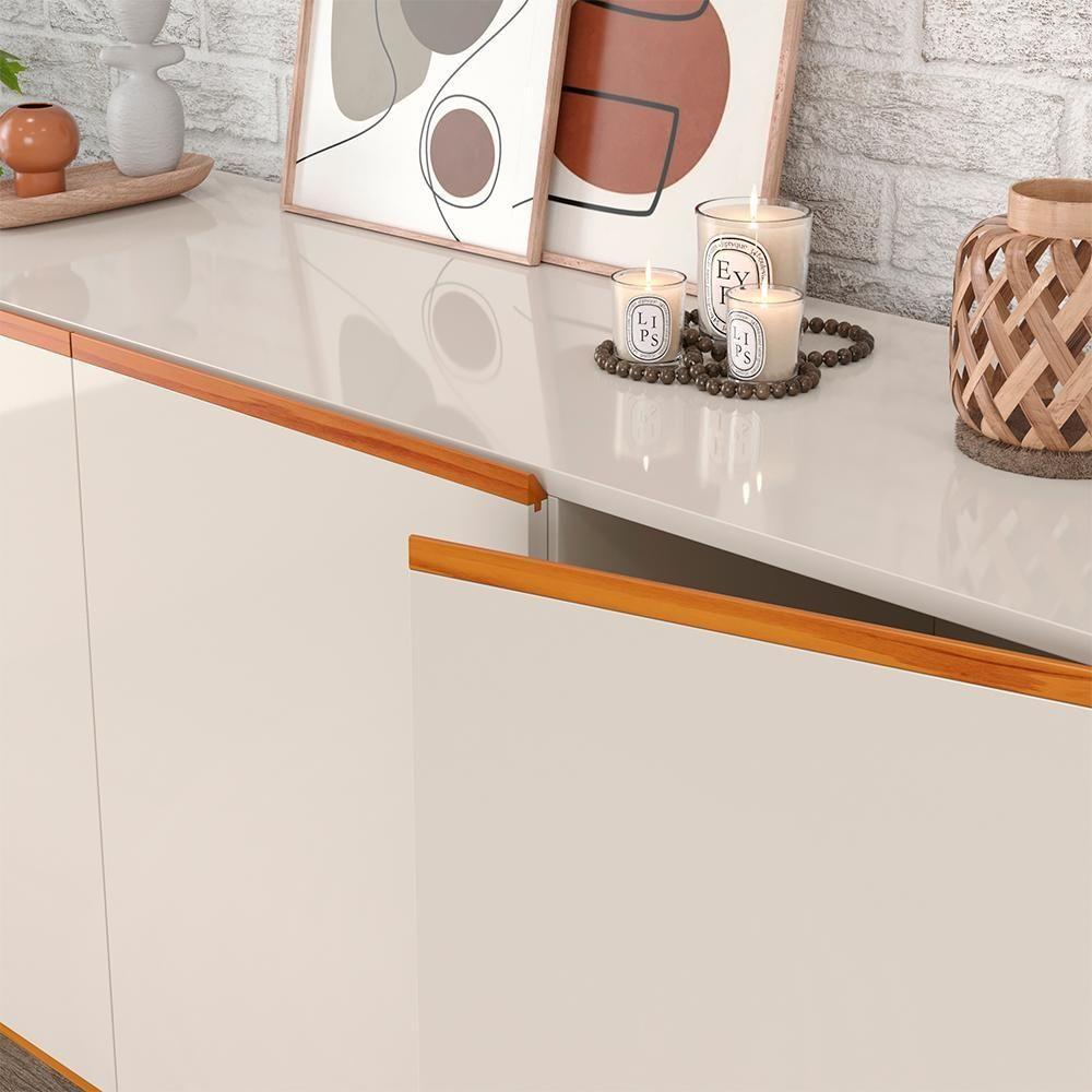 Buffet 3 Portas Para Sala De Jantar Porto Off White Nature - 2