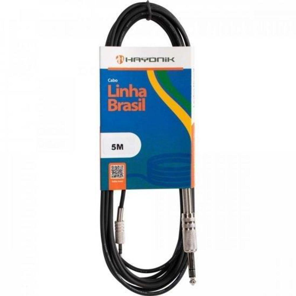 Cabo De áudio Hayonik Linha Brasil P2 Estéreo X P10 Estéreo 5m Preto [f003] - 1