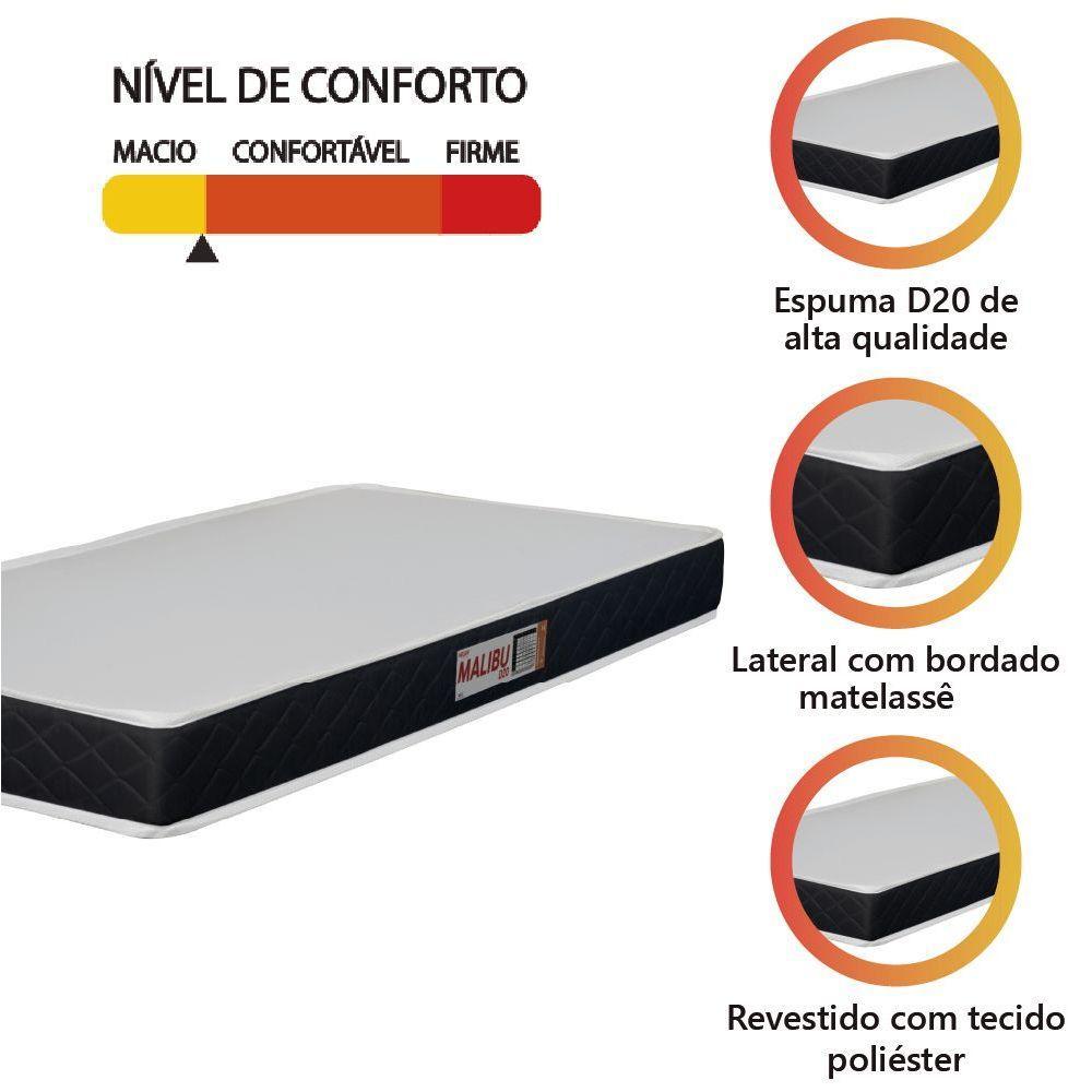 Colchão Solteiro Espuma D20 Malibu 88x188x12cm Preto / Branco Hellen Branco/preto - 2